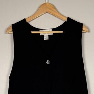 Vintage 90s Express Black Knit Sweater Vest Womens Medium Sleeveless Cardigan